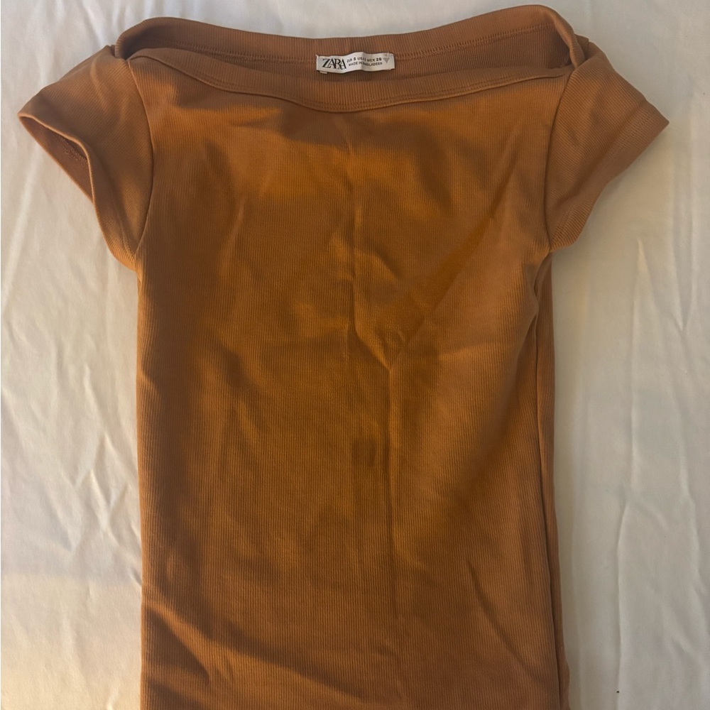 Zara Rust Off-Shoulder Top